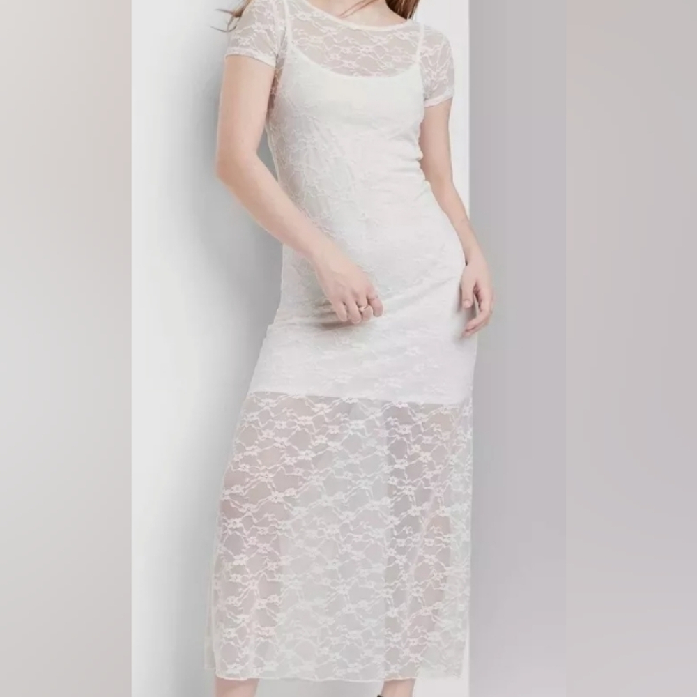 Wild Fable Maxi Lace Dress, Off White S